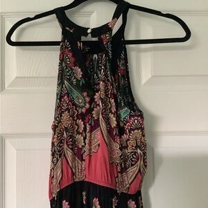 Floral Sleeveless Top - Black and Pink